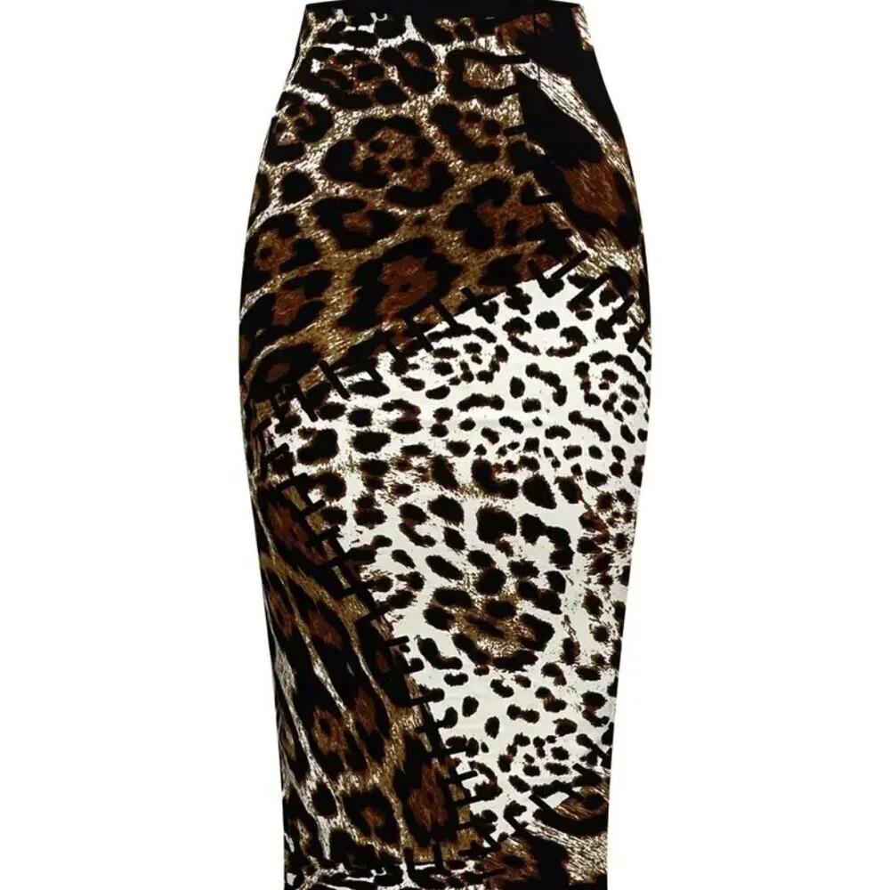 Leopard Pattern Skinny Skirt (Color: Multi Leopard Patterns) - Picture 5 of 5